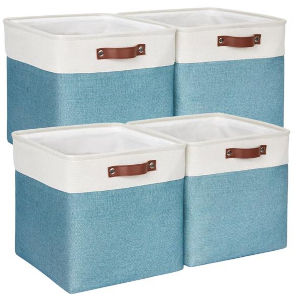 13x13 Storage Cubes Baskets 4 Pack Fabric Cube Storage Bins Large